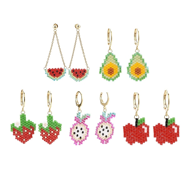 PandaHall 5 Pairs 5 Styles Handmade Japanese Seed Braided Fruit Dangle Leverback Earrings & Stud Earrings, with Golden Tone 304 Stainless..., Multicolor
PandaHall 5 Pairs 5 Styles Handmade Japanese Seed Braided Fruit Dangle Leverback Earrings & Stud Earrings, with Golden Tone 304 Stainless..., Multicolor
