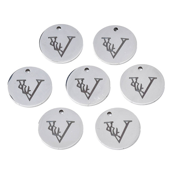 PandaHall 304 Stainless Steel Charms, Laser Cut, Designed Letter Engraved, Flat Round, Stainless Steel Color, Letter.V, 14x1mm, Hole: 1.2mm...
PandaHall 304 Stainless Steel Charms, Laser Cut, Designed Letter Engraved, Flat Round, Stainless Steel Color, Letter.V, 14x1mm, Hole: 1.2mm...