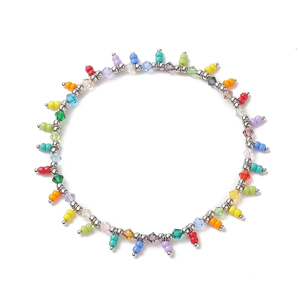 PandaHall Colorful Glass Seed Beaded Charms Stretch Anklet for Women, Colorful, Inner Diameter: 3 inch(7.5cm) Glass
PandaHall Colorful Glass Seed Beaded Charms Stretch Anklet for Women, Colorful, Inner Diameter: 3 inch(7.5cm) Glass