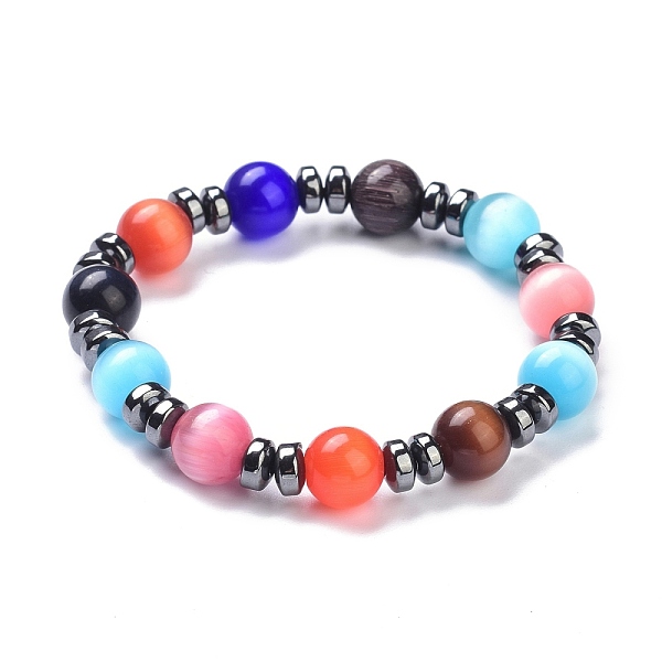 PandaHall Cat Eye Beads Stretch Bracelets, with Synthetic Non-magnetic Hematite, Round, Colorful, Inner Diameter: 2-1/8 inch(5.3cm)...
PandaHall Cat Eye Beads Stretch Bracelets, with Synthetic Non-magnetic Hematite, Round, Colorful, Inner Diameter: 2-1/8 inch(5.3cm)...