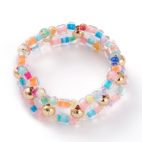 PandaHall Round Transparent Inside Colours Glass Seed Beaded Finger Rings, with Golden Plated Brass Beads, Colorful, US Size 14 1/4(23.2mm)...
PandaHall Round Transparent Inside Colours Glass Seed Beaded Finger Rings, with Golden Plated Brass Beads, Colorful, US Size 14 1/4(23.2mm)...