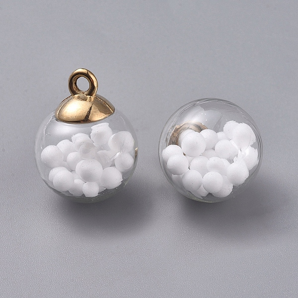 PandaHall Transparent Glass Globe Pendant, with Glass Beads inside and CCB Plastic Pendant Bails, Round, Golden, White, 21x16mm, Hole: 2mm...
PandaHall Transparent Glass Globe Pendant, with Glass Beads inside and CCB Plastic Pendant Bails, Round, Golden, White, 21x16mm, Hole: 2mm...