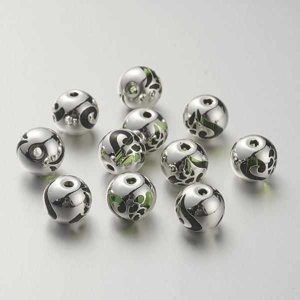 PandaHall K9 Glass Beads, Covered with Brass, Round with Heart Pattern, 925 Sterling Silver Plated, Lawn Green, 10.2x9.2mm, Hole: 1.5mm...
PandaHall K9 Glass Beads, Covered with Brass, Round with Heart Pattern, 925 Sterling Silver Plated, Lawn Green, 10.2x9.2mm, Hole: 1.5mm...