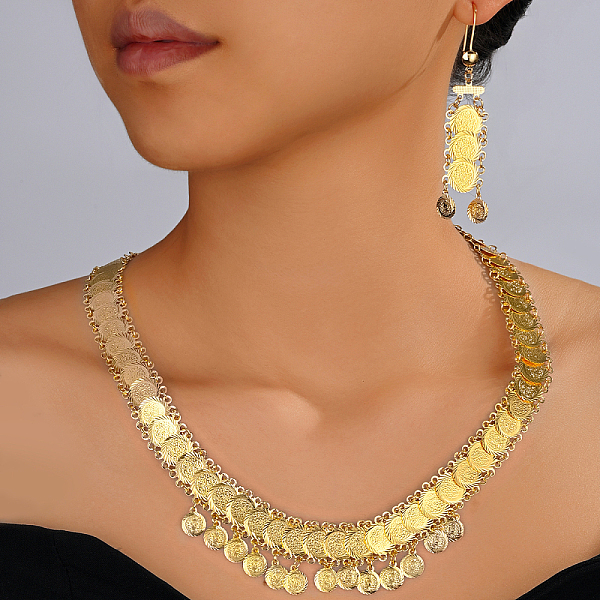 PandaHall Gold Plated Fashionable Brass Necklace & Dangle Earrings Set for Women Brass
PandaHall Gold Plated Fashionable Brass Necklace & Dangle Earrings Set for Women Brass