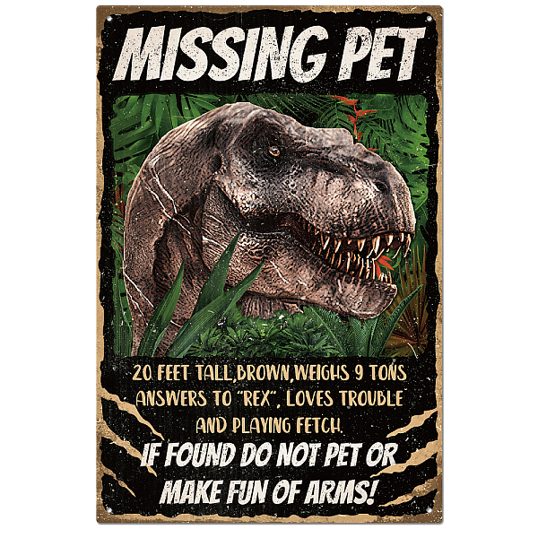 PandaHall Vintage Metal Tin Sign, Iron Wall Decor for Bars, Restaurants, Cafes Pubs, Rectangle, Dinosaur, 300x200x0.5mm Iron Dinosaur
PandaHall Vintage Metal Tin Sign, Iron Wall Decor for Bars, Restaurants, Cafes Pubs, Rectangle, Dinosaur, 300x200x0.5mm Iron Dinosaur
