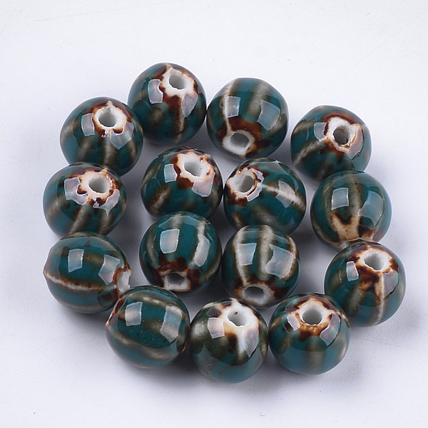 PandaHall Handmade Porcelain Beads, Fancy Antique Glazed Porcelain, Round, Teal, 11~12x10~11x10~10.5mm, Hole: 2~2.5mm Porcelain Round Cyan
PandaHall Handmade Porcelain Beads, Fancy Antique Glazed Porcelain, Round, Teal, 11~12x10~11x10~10.5mm, Hole: 2~2.5mm Porcelain Round Cyan