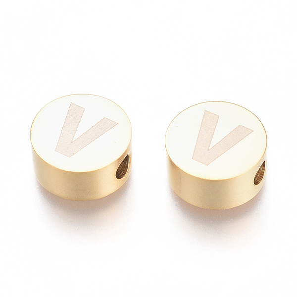 PandaHall 304 Stainless Steel Beads, Flat Round with Letter, Letter.V, 10x4.5mm, Hole: 2mm 304 Stainless Steel Letter V
PandaHall 304 Stainless Steel Beads, Flat Round with Letter, Letter.V, 10x4.5mm, Hole: 2mm 304 Stainless Steel Letter V