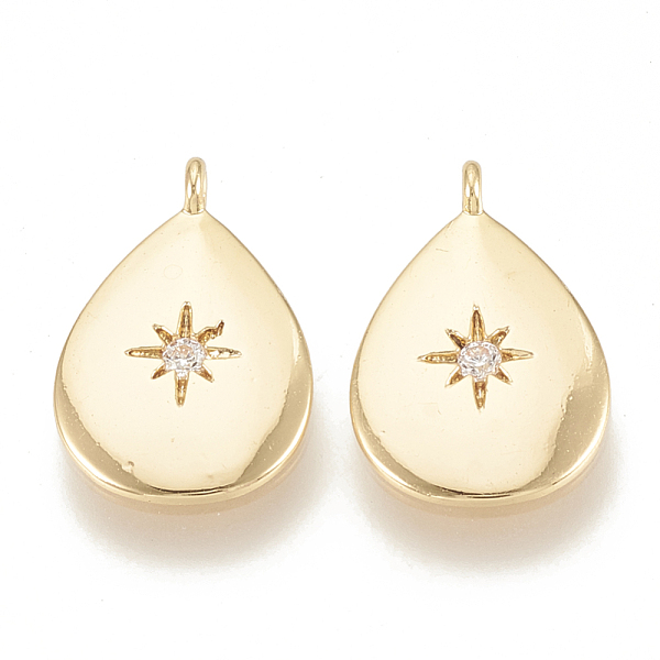 PandaHall Brass Cubic Zirconia Charms, Teardrop with Star, Nickel Free, Real 18K Gold Plated, 14x9.5x1.5mm, Hole: 0.5mm Brass+Cubic Zirconia..., Clear
PandaHall Brass Cubic Zirconia Charms, Teardrop with Star, Nickel Free, Real 18K Gold Plated, 14x9.5x1.5mm, Hole: 0.5mm Brass+Cubic Zirconia..., Clear