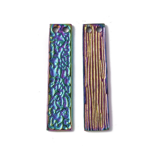 PandaHall Ion Plating(IP) 304 Stainless Steel Pendants, Textured, Rectangle Charm, Rainbow Color, 30x7x1.5mm, Hole: 1.4mm 304 Stainless...
PandaHall Ion Plating(IP) 304 Stainless Steel Pendants, Textured, Rectangle Charm, Rainbow Color, 30x7x1.5mm, Hole: 1.4mm 304 Stainless...