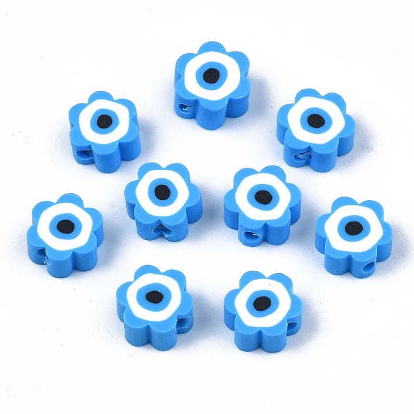 PandaHall Handmade Polymer Clay Beads, Flower with Evil Eye, Dodger Blue, 9x9x4.5mm, Hole: 1.8mm Polymer Clay Flower
PandaHall Handmade Polymer Clay Beads, Flower with Evil Eye, Dodger Blue, 9x9x4.5mm, Hole: 1.8mm Polymer Clay Flower