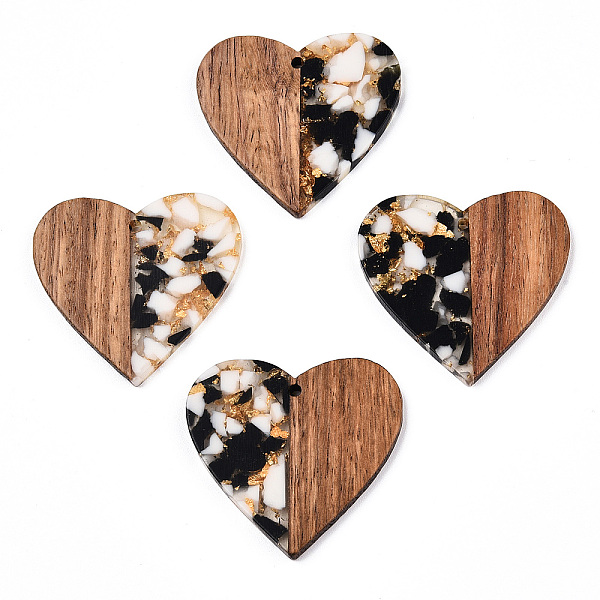 PandaHall Transparent Resin & Walnut Wood Pendants, with Gold Foil, Heart Charms, Black, 37x39x3mm, Hole: 2mm Resin+Wood Heart Black
PandaHall Transparent Resin & Walnut Wood Pendants, with Gold Foil, Heart Charms, Black, 37x39x3mm, Hole: 2mm Resin+Wood Heart Black
