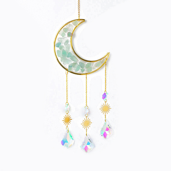 PandaHall Natural Fluorite Chips Moon Pendant Decoration, Hanging Suncatchers, with Glass Teardrop Charm, for Home Garden Decoration, 400mm...
PandaHall Natural Fluorite Chips Moon Pendant Decoration, Hanging Suncatchers, with Glass Teardrop Charm, for Home Garden Decoration, 400mm...