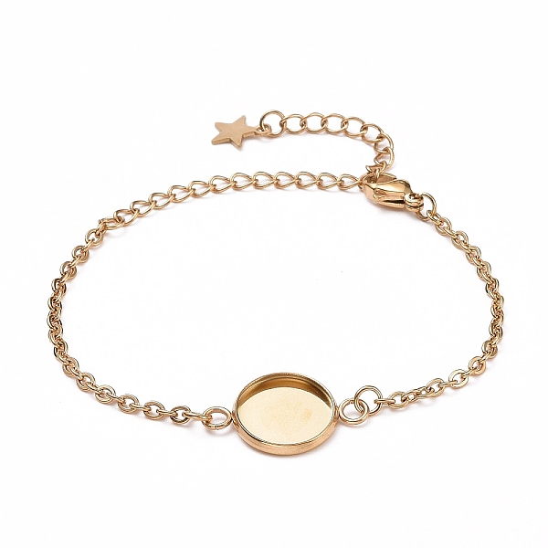 PandaHall 304 Stainless Steel Bracelet Making, with Lobster Claw Clasps, Cable Chains and Flat Round Cabochon Settings, Golden, Tray: 12mm...
PandaHall 304 Stainless Steel Bracelet Making, with Lobster Claw Clasps, Cable Chains and Flat Round Cabochon Settings, Golden, Tray: 12mm...
