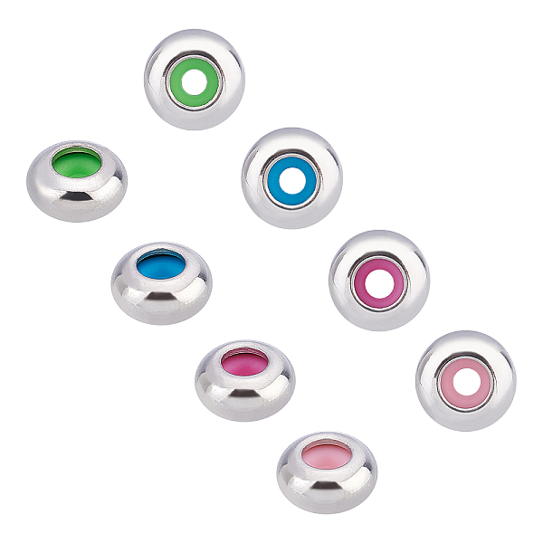 PandaHall Unicraftale 304 Stainless Steel Beads, with Rubber Inside, Slider Beads, Stopper Beads, Rondelle, Stainless Steel Color, 8x4mm..., Multicolor
PandaHall Unicraftale 304 Stainless Steel Beads, with Rubber Inside, Slider Beads, Stopper Beads, Rondelle, Stainless Steel Color, 8x4mm..., Multicolor