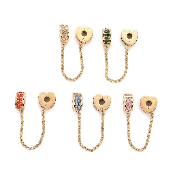 PandaHall 304 Stainless Steel Heart Safety Chain Clip Lock Stopper Charms, European Clasps, with Rhinestone, Golden, for European Charm..., Multicolor
PandaHall 304 Stainless Steel Heart Safety Chain Clip Lock Stopper Charms, European Clasps, with Rhinestone, Golden, for European Charm..., Multicolor