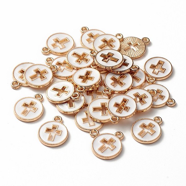 PandaHall Light Gold Plated Alloy Enamel Pendants, Flat Round with Cross, White, 15x12x1.5mm, Hole: 1.6mm Alloy+Enamel Flat Round White
PandaHall Light Gold Plated Alloy Enamel Pendants, Flat Round with Cross, White, 15x12x1.5mm, Hole: 1.6mm Alloy+Enamel Flat Round White