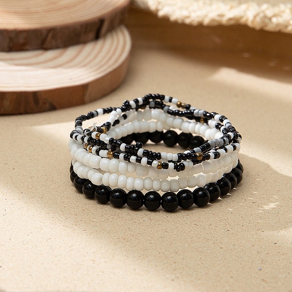 PandaHall Bohemian Glass Beaded Stretch Bracelet Sets, Summer Beach Stackable Charm Bracelets for Women Glass
PandaHall Bohemian Glass Beaded Stretch Bracelet Sets, Summer Beach Stackable Charm Bracelets for Women Glass