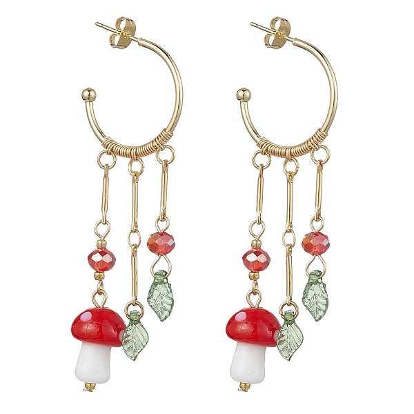 PandaHall Golden 304 Stainless Steel Half Hoop Earrings, Lampwork Mushroom Drop Stud Earrings, Dark Red, 70x23.5x10~12mm 304 Stainless Steel...
PandaHall Golden 304 Stainless Steel Half Hoop Earrings, Lampwork Mushroom Drop Stud Earrings, Dark Red, 70x23.5x10~12mm 304 Stainless Steel...