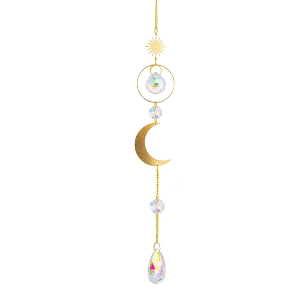 PandaHall Glass Pendant Decorations, Hanging Suncatchers, with Brass Findings, for Home Decoration, Moon Pattern, 430mm Glass Moon
PandaHall Glass Pendant Decorations, Hanging Suncatchers, with Brass Findings, for Home Decoration, Moon Pattern, 430mm Glass Moon