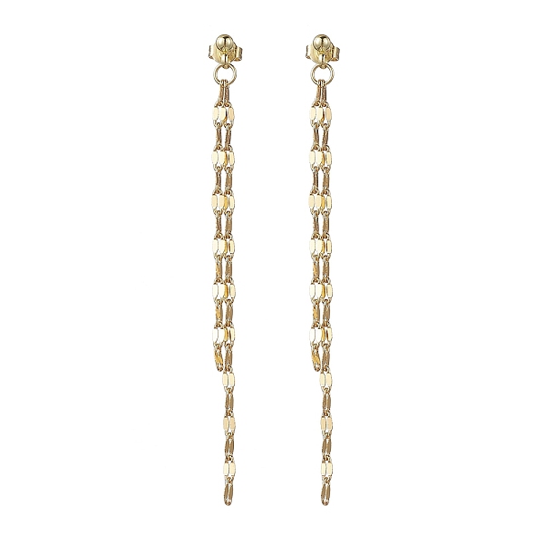 PandaHall 304 Stainless Steel Stud Earrings, Brass Dapped Chains Tassel Earrings, Real 14K Gold Plated, 77mm Brass
PandaHall 304 Stainless Steel Stud Earrings, Brass Dapped Chains Tassel Earrings, Real 14K Gold Plated, 77mm Brass