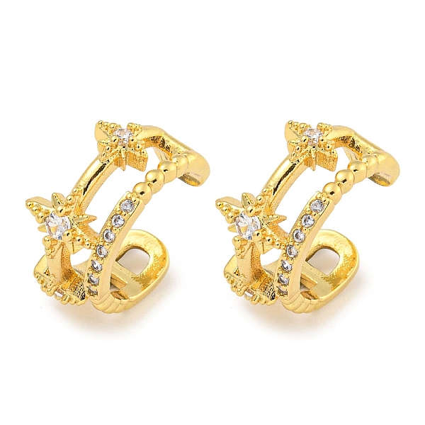 PandaHall Brass Micro Pave Clear Cubic Zirconia Cuff Earrings for Women, Star, Real 18K Gold Plated, 14x7.5mm Brass Star
PandaHall Brass Micro Pave Clear Cubic Zirconia Cuff Earrings for Women, Star, Real 18K Gold Plated, 14x7.5mm Brass Star
