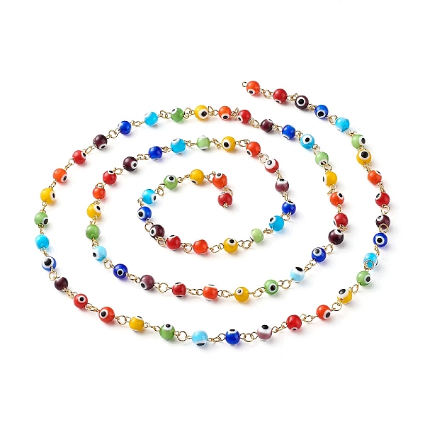 PandaHall 1 Strand Handmade Evil Eye Lampwork Round Beads Link Chains, with Golden 304 Stainless Steel Eye Pins, for Bracelet Necklace...
PandaHall 1 Strand Handmade Evil Eye Lampwork Round Beads Link Chains, with Golden 304 Stainless Steel Eye Pins, for Bracelet Necklace...