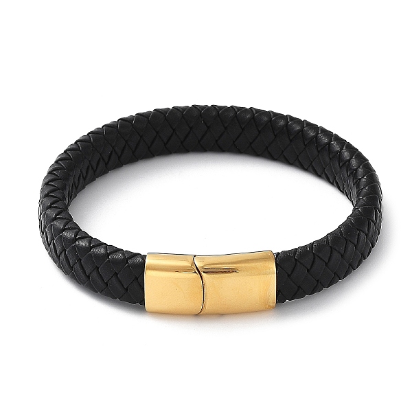 PandaHall Braided Leather Cord Bracelets, with 304 Stainless Steel Magnetic Clasps, Golden, 205x12x6mm Leather Black
PandaHall Braided Leather Cord Bracelets, with 304 Stainless Steel Magnetic Clasps, Golden, 205x12x6mm Leather Black