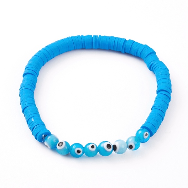 PandaHall Polymer Clay Heishi Beads Stretch Bracelets, with Evil Eye Lampwork Round Beads, Dodger Blue, Inner Diameter: 2-1/8 inch(5.3cm)...
PandaHall Polymer Clay Heishi Beads Stretch Bracelets, with Evil Eye Lampwork Round Beads, Dodger Blue, Inner Diameter: 2-1/8 inch(5.3cm)...