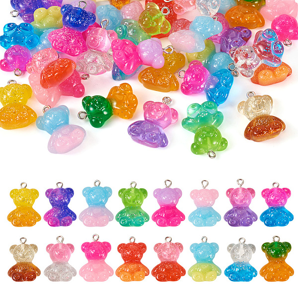 PandaHall 32Pcs 16 Colors Transparent Resin Pendants, Two-Tone Glitter Bear Charms with Platinum Tone Iron Loops, Mixed Color..., Multicolor
PandaHall 32Pcs 16 Colors Transparent Resin Pendants, Two-Tone Glitter Bear Charms with Platinum Tone Iron Loops, Mixed Color..., Multicolor