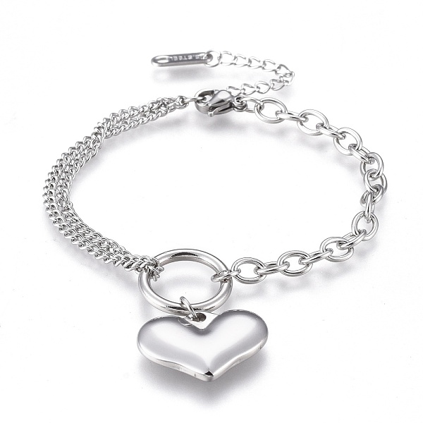PandaHall 304 Stainless Steel Charm Bracelets, with Lobster Claw Clasps, Cable & Curb Chains, Heart, Stainless Steel Color, 6-3/8 inch...
PandaHall 304 Stainless Steel Charm Bracelets, with Lobster Claw Clasps, Cable & Curb Chains, Heart, Stainless Steel Color, 6-3/8 inch...