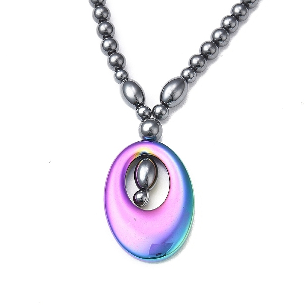 PandaHall Synthetic Non-magnetic Hematite Oval Pendant Necklace with Beaded Chains for Women, Rainbow Color, 18.31 inch(46.5cm) Hematite
PandaHall Synthetic Non-magnetic Hematite Oval Pendant Necklace with Beaded Chains for Women, Rainbow Color, 18.31 inch(46.5cm) Hematite