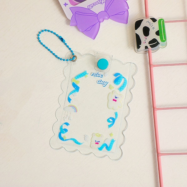 PandaHall PVC Photocard Sleeve Keychain, with Ball Chains, Wave-Edged Rectangle with Deep Sky Blue Ribbon Pattern, Clear, 110x80mm, Inner...
PandaHall PVC Photocard Sleeve Keychain, with Ball Chains, Wave-Edged Rectangle with Deep Sky Blue Ribbon Pattern, Clear, 110x80mm, Inner...