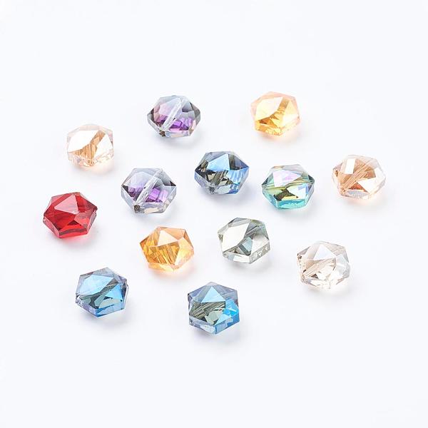 PandaHall Mixed Electroplate Faceted Hexagon Glass Beads, Half Plated, 11x12x7mm, Hole: 1mm Glass Hexagon Multicolor
PandaHall Mixed Electroplate Faceted Hexagon Glass Beads, Half Plated, 11x12x7mm, Hole: 1mm Glass Hexagon Multicolor