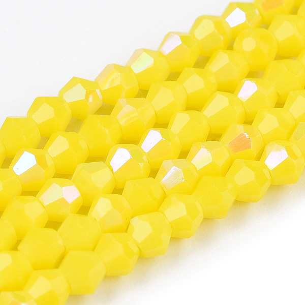 PandaHall Opaque Solid Color Electroplate Glass Beads Strands, AB Color Plated, Faceted, Bicone, Yellow, 3x2.5mm, Hole: 0.7mm, about...
PandaHall Opaque Solid Color Electroplate Glass Beads Strands, AB Color Plated, Faceted, Bicone, Yellow, 3x2.5mm, Hole: 0.7mm, about...