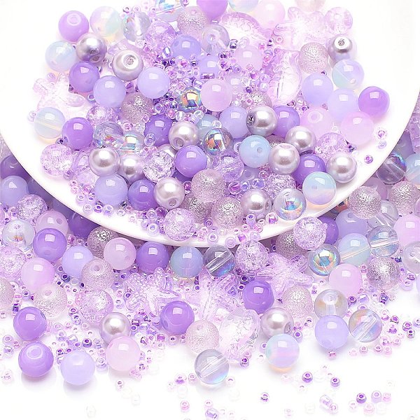 PandaHall Glass Beads, Round & Starfish & Fish & Rondelle, Mixed Style, Lilac, 2~14x2~10x1~8.5mm, Hole: 0.8~1.5mm Glass Mixed Shapes Purple
PandaHall Glass Beads, Round & Starfish & Fish & Rondelle, Mixed Style, Lilac, 2~14x2~10x1~8.5mm, Hole: 0.8~1.5mm Glass Mixed Shapes Purple