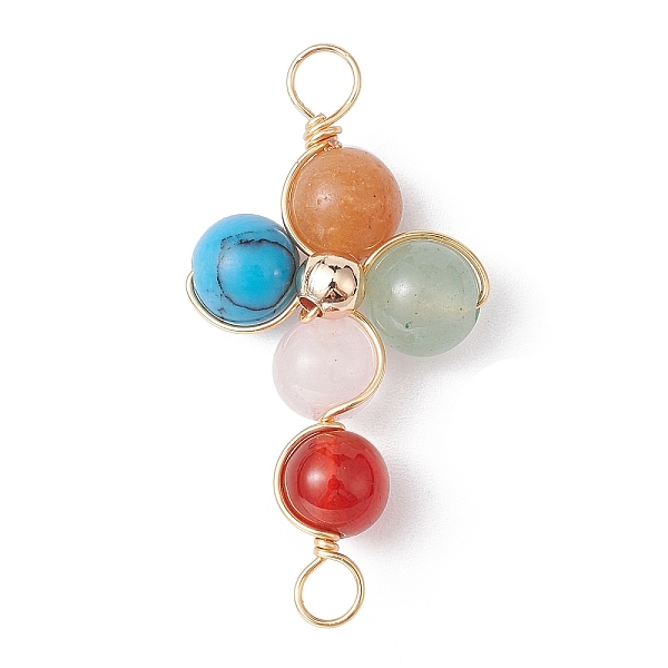 PandaHall Mixed Gemstone Connector Charms, Eco-Friendly Light Gold Plated Copper Wire Wrapped Cross Links, 34x17x8mm, Hole: 3mm Mixed Stone...
PandaHall Mixed Gemstone Connector Charms, Eco-Friendly Light Gold Plated Copper Wire Wrapped Cross Links, 34x17x8mm, Hole: 3mm Mixed Stone...