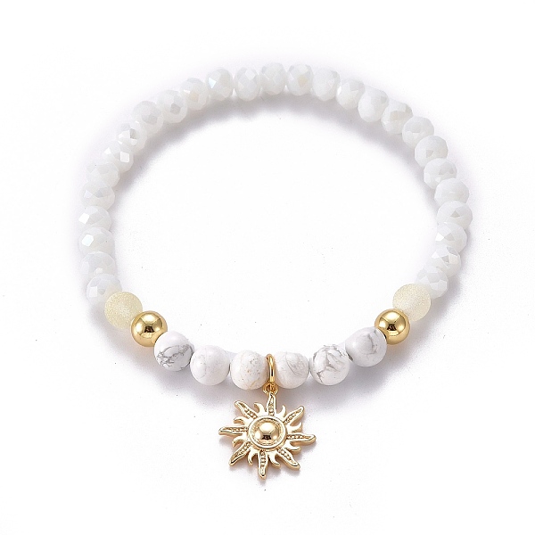 PandaHall Faceted Glass Beaded Stretch Bracelets, Charm Bracelets, with Natural Howlite Beads, Brass Pendants & Beads, Sun, White, Golden...
PandaHall Faceted Glass Beaded Stretch Bracelets, Charm Bracelets, with Natural Howlite Beads, Brass Pendants & Beads, Sun, White, Golden...