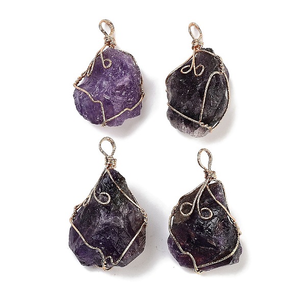 PandaHall Raw Rough Natural Amethyst Copper Wire Wrapped Big Pendants, Nuggets Charms, Golden, 44.5~57.5x24~34x20~34mm, Hole: 7x6mm Amethyst...
PandaHall Raw Rough Natural Amethyst Copper Wire Wrapped Big Pendants, Nuggets Charms, Golden, 44.5~57.5x24~34x20~34mm, Hole: 7x6mm Amethyst...