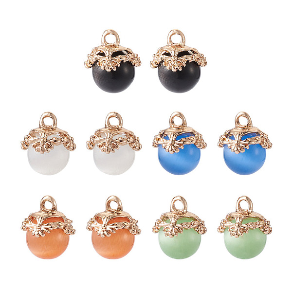 PandaHall Fashewelry 10pcs 5 colors Cat Eye Glass Charms, with Brass Finding, Round, Mixed Color, 14~15x12~13mm, Hole: 2mm, 2pcs/color..., Multicolor
PandaHall Fashewelry 10pcs 5 colors Cat Eye Glass Charms, with Brass Finding, Round, Mixed Color, 14~15x12~13mm, Hole: 2mm, 2pcs/color..., Multicolor