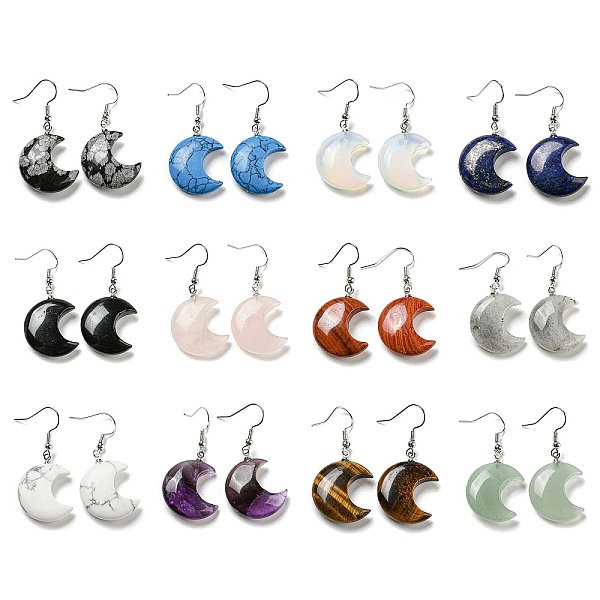 PandaHall Natural & Synthetic Mixed Gemstone Crescent Moon Dangle Earrings, Rack Plating Platinum Brass Earrings, Cadmium Free & Lead Free...
PandaHall Natural & Synthetic Mixed Gemstone Crescent Moon Dangle Earrings, Rack Plating Platinum Brass Earrings, Cadmium Free & Lead Free...