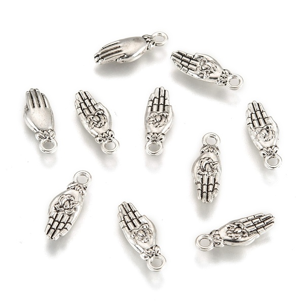 PandaHall Palm with Lotus Flower Brass Pendants, Antique Silver, 18x7x2.4mm, Hole: 2mm Brass Palm
PandaHall Palm with Lotus Flower Brass Pendants, Antique Silver, 18x7x2.4mm, Hole: 2mm Brass Palm