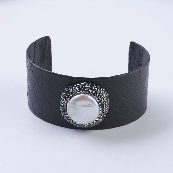 PandaHall Handmade Snakeskin Leather Cord Cuff Bracelets, with Polymer Clay Rhinestone and Pearls, Flat Round, Black, 1-7/8 inch(47mm)~2...
PandaHall Handmade Snakeskin Leather Cord Cuff Bracelets, with Polymer Clay Rhinestone and Pearls, Flat Round, Black, 1-7/8 inch(47mm)~2...