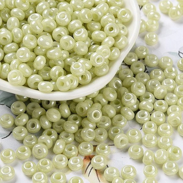 PandaHall Glass Seed Beads, Opaque Colours Luster, Round, Yellow Green, 5~5.5x3~3.5mm, Hole: 1.5~1.6mm, about 3488pcs/pound Glass
PandaHall Glass Seed Beads, Opaque Colours Luster, Round, Yellow Green, 5~5.5x3~3.5mm, Hole: 1.5~1.6mm, about 3488pcs/pound Glass