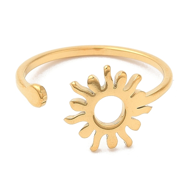 PandaHall Ion Plating(IP) 304 Stainless Steel Sun Open Cuff Ring for Women, Real 18K Gold Plated, US Size 6(16.5mm) 304 Stainless Steel
PandaHall Ion Plating(IP) 304 Stainless Steel Sun Open Cuff Ring for Women, Real 18K Gold Plated, US Size 6(16.5mm) 304 Stainless Steel