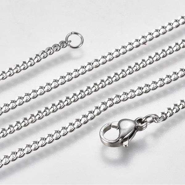 PandaHall 304 Stainless Steel Curb Chain Necklaces, with Lobster Claw Clasp, Stainless Steel Color, 21.65 inch(55cm) 304 Stainless Steel
PandaHall 304 Stainless Steel Curb Chain Necklaces, with Lobster Claw Clasp, Stainless Steel Color, 21.65 inch(55cm) 304 Stainless Steel