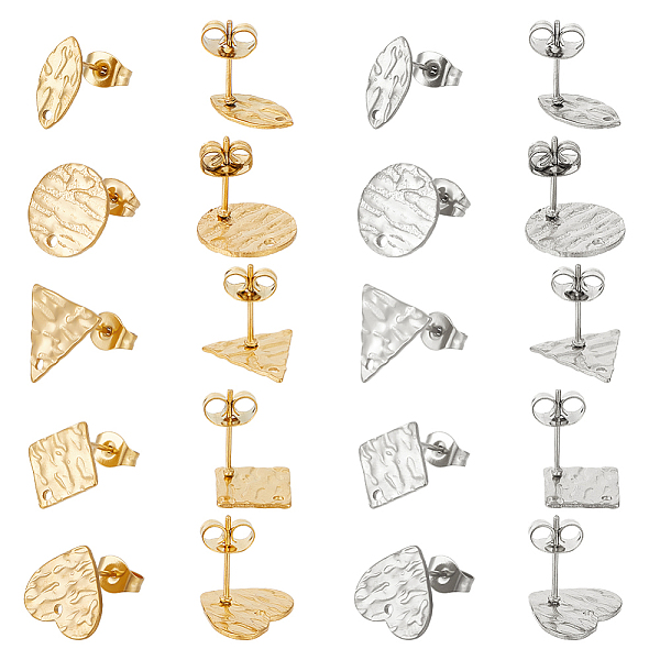 PandaHall Unicraftale 20Pcs 10 Style 304 Stainless Steel Stud Earring Findings, with Earring Backs & Hole, Textured, Flat Round & Heart &...
PandaHall Unicraftale 20Pcs 10 Style 304 Stainless Steel Stud Earring Findings, with Earring Backs & Hole, Textured, Flat Round & Heart &...