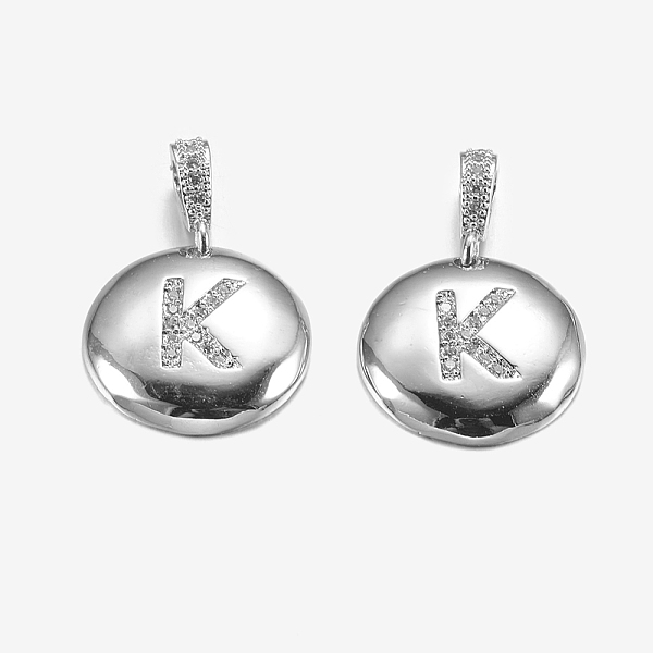 PandaHall Brass Pendants, with Cubic Zirconia, Cadmium Free & Lead Free, Flat Round with Letter, Platinum, Letter.K, 22mm, Hole: 2x3mm...
PandaHall Brass Pendants, with Cubic Zirconia, Cadmium Free & Lead Free, Flat Round with Letter, Platinum, Letter.K, 22mm, Hole: 2x3mm...