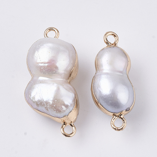 PandaHall atural Cultured Freshwater Pearl Links connectors, with Brass Loop, Edge Plated, Calabash, Golden, Seashell Color...
PandaHall atural Cultured Freshwater Pearl Links connectors, with Brass Loop, Edge Plated, Calabash, Golden, Seashell Color...