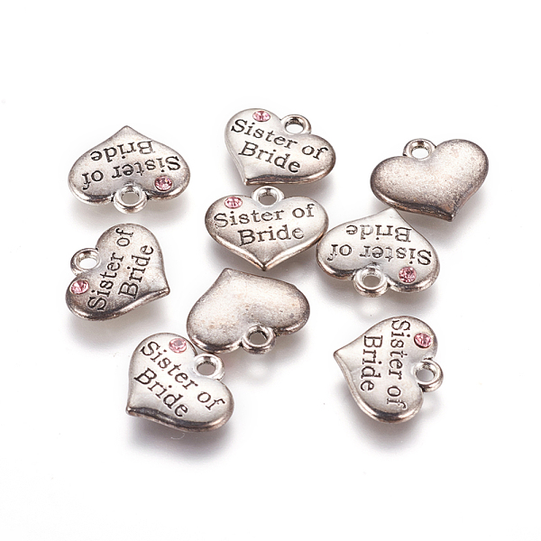 PandaHall Wedding Theme Antique Silver Tone Tibetan Style Heart with Sister of Bride Rhinestone Charms, Cadmium Free & Lead Free, Light Rose..., Pink
PandaHall Wedding Theme Antique Silver Tone Tibetan Style Heart with Sister of Bride Rhinestone Charms, Cadmium Free & Lead Free, Light Rose..., Pink