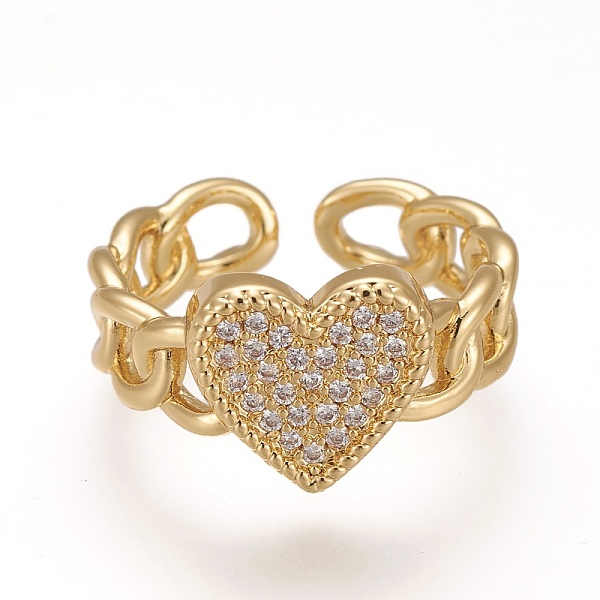 PandaHall Brass Micro Pave Clear Cubic Zirconia Cuff Rings, Open Rings, Long-Lasting Plated, Heart, Curb Chain Shape, Real 18K Gold Plated...
PandaHall Brass Micro Pave Clear Cubic Zirconia Cuff Rings, Open Rings, Long-Lasting Plated, Heart, Curb Chain Shape, Real 18K Gold Plated...
